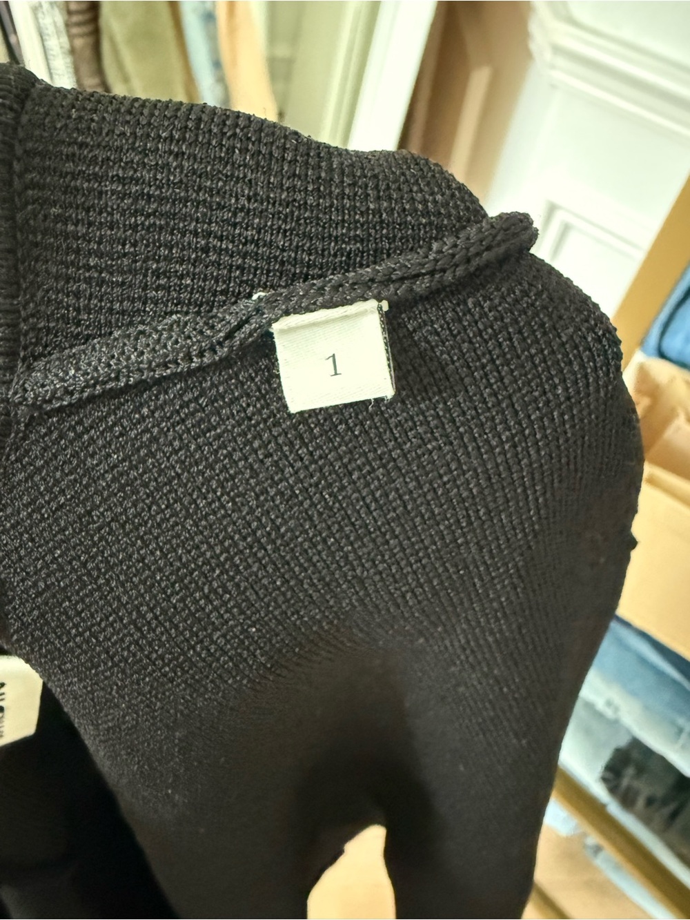 Sandro Black Cropped Jacket with Pearl Trim - Picture 6 of 7